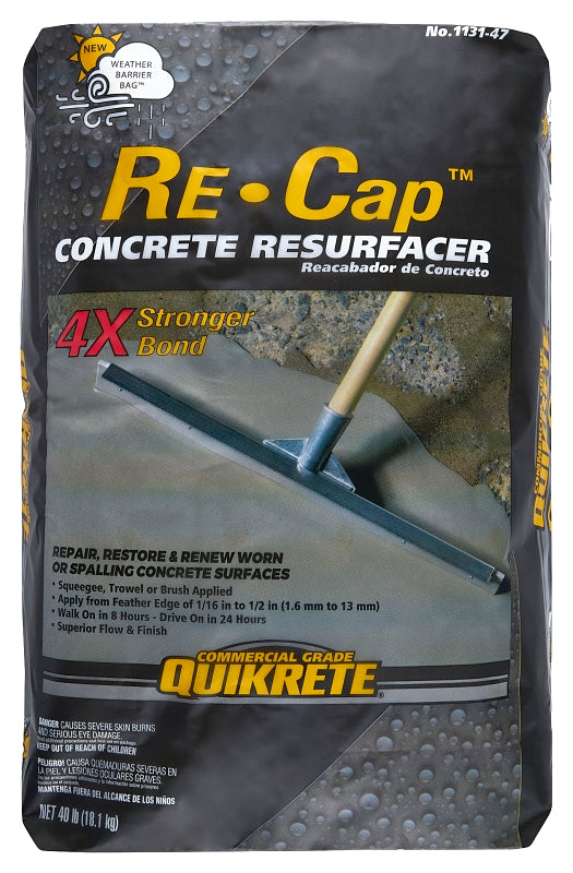 Quikrete Re-Cap 1131-47 Concrete Resurfacer, Granular Solid, Gray to Gray Brown, 40 lb Bag