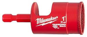 Milwaukee Diamond Plus 49-56-0517 Hole Saw, 1 in Dia, 1 in D Cutting, Diamond Grit Cutting Edge