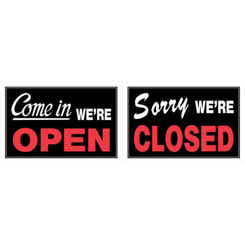 HILLMAN English Black Open/Close Sign 8 in. H X 12 in. W, Pack of 6