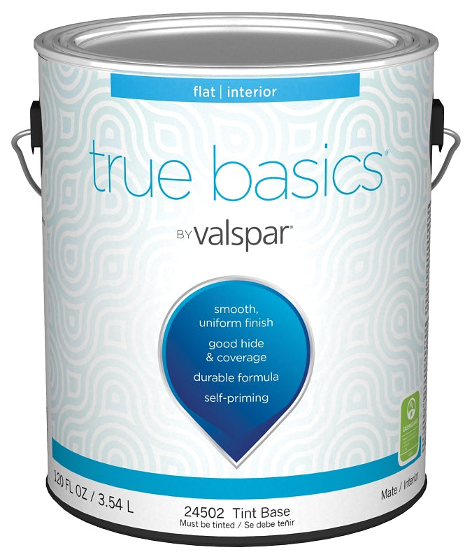 Valspar True Basics 24530 Series 080.0024502.007 Interior Paint, Flat Sheen, Tint, 1 gal, 400 sq-ft Coverage Area Pack of 4