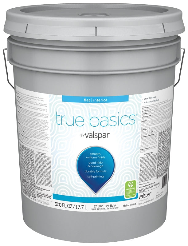 Valspar True Basics 24530 Series 080.0024502.008 Interior Paint, Flat Sheen, Tint, 5 gal, 400 sq-ft Coverage Area