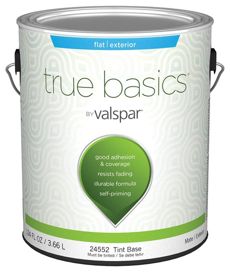 Valspar TRUE Basics 24550 Series 080.0024552.007 Exterior Paint, Flat, Tint Base, 1 gal Pack of 4