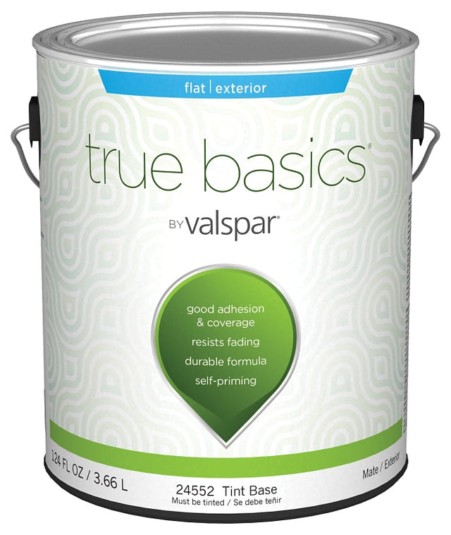 Valspar TRUE Basics 24550 Series 080.0024552.007 Exterior Paint, Flat, Tint Base, 1 gal Pack of 4