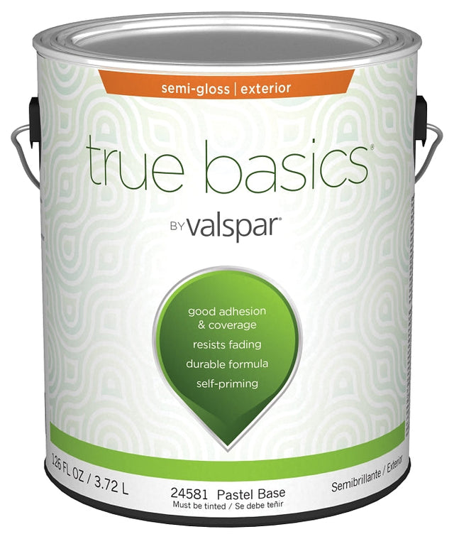 Valspar TRUE Basics 24580 Series 080.0024581.007 Exterior Paint, Semi-Gloss, Pastel Base, 1 gal Pack of 4