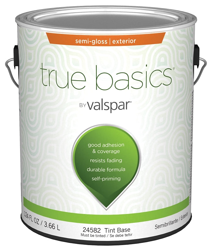 Valspar TRUE Basics 24580 Series 080.0024582.007 Exterior Paint, Semi-Gloss, Tint Base, 1 gal Pack of 4