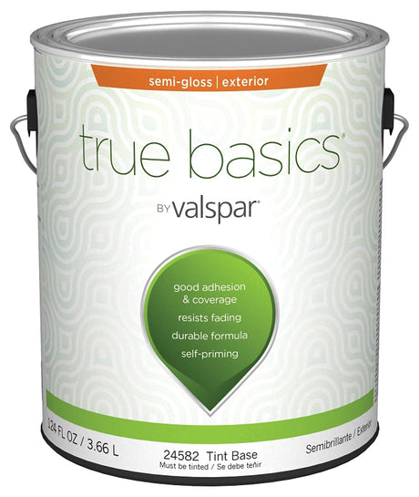 Valspar TRUE Basics 24580 Series 080.0024582.007 Exterior Paint, Semi-Gloss, Tint Base, 1 gal Pack of 4