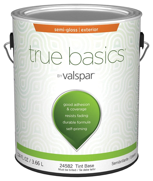 Valspar TRUE Basics 24580 Series 080.0024582.007 Exterior Paint, Semi-Gloss, Tint Base, 1 gal Pack of 4