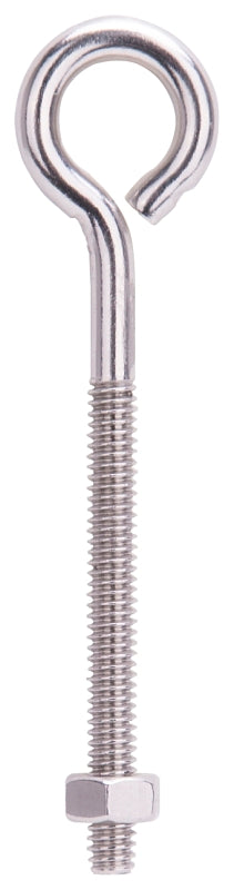 ProSource LR295 Eye Bolt, 6 mm Thread, Machine Thread, 2-1/4 in L Thread, 15/16 Dia Eye, 182 lb Working Load, Pack of 10