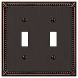 Amerelle Imperial 74TTDB Wallplate, 4-13/16 in L, 4-13/16 in W, 2 -Gang, Metal, Aged Bronze, Pack of 3