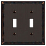 Amerelle Imperial 74TTDB Wallplate, 4-13/16 in L, 4-13/16 in W, 2 -Gang, Metal, Aged Bronze, Pack of 3