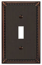 AmerTac 74TDB Switch Wallplate, 1 -Gang, Metal, Aged Bronze, Pack of 4