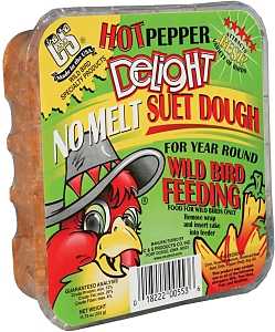 C&S No Melt Suet Dough Delights CS12553 Bird Suet, Hot Pepper Flavor, 11.75 oz, Pack of 12