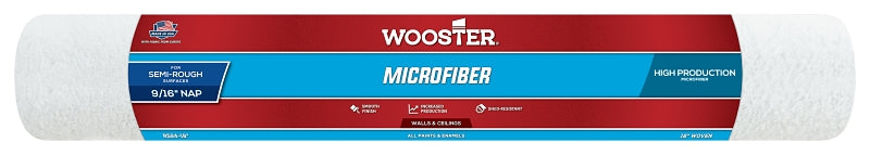 Wooster R524-18 Roller Cover, 9/16 in Thick Nap, 18 in L, Microfiber Cover