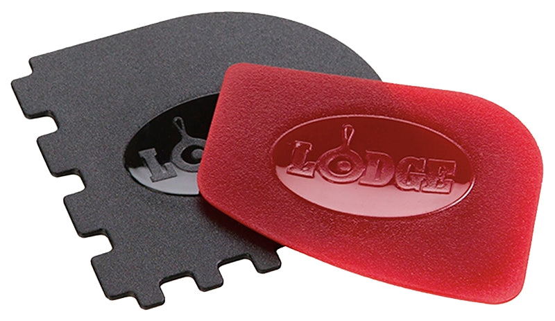 Lodge SCRAPERCOMBO Scraper Combo Set, 0.65 in L, 4.7 in W, 8-1/4 in H, Polycarbonate, Black/Red