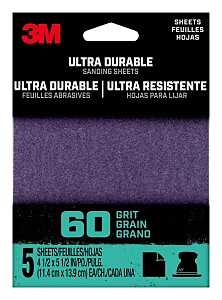 3M 27364 Sandpaper Sheet, 2 in W, 2 in L, 60 Grit, Aluminum Oxide/Ceramic Abrasive, Cloth Backing