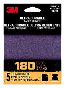 3M 27367 Sandpaper Sheet, 3 in W, 3 in L, 180 Grit, Fine, Aluminum Oxide/Ceramic Abrasive, Cloth Backing