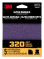 3M 27365 Sandpaper Sheet, 3 in W, 3 in L, 320 Grit, Medium, Aluminum Oxide/Ceramic Abrasive, Cloth Backing