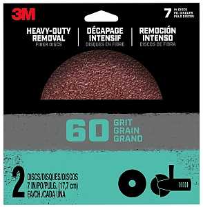 3M Hookit FBRDISC7IN60 Grinding Disc, 7 in Dia, 60 Grit, Coarse, Fiber Backing, 8-Hole