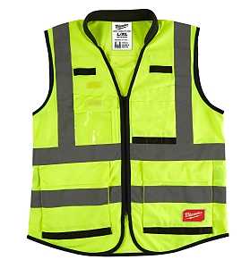 Milwaukee 48-73-5042 High-Visibility Safety Vest, L, XL, Unisex, Fits to Chest Size: 42 to 46 in, Polyester, Yellow