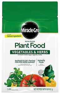 Miracle-Gro 3003710 Vegetable and Herb Plant Food, 2 lb Bag, Solid, 18-18-21 N-P-K Ratio