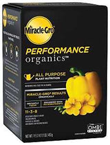 Miracle-Gro Performance Organics 3003301 All-Purpose Plant Nutrition, 1 lb Box, Solid, 11-3-8 N-P-K Ratio