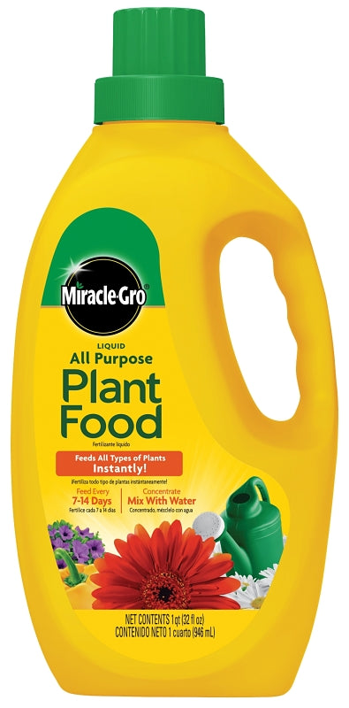 Miracle-Gro 3001502 All-Purpose Plant Food, 32 oz, Bottle, Liquid, 12-4-8 N-P-K Ratio