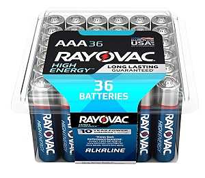 Rayovac 824-36PPK Battery, 1.5 V Battery, 1100 mAh, AAA Battery, Alkaline, 36/PK