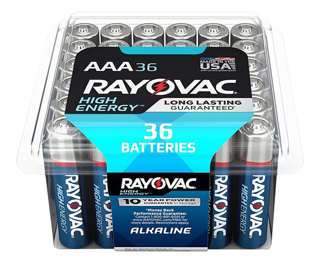 Rayovac 824-36PPK Battery, 1.5 V Battery, 1100 mAh, AAA Battery, Alkaline, 36/PK