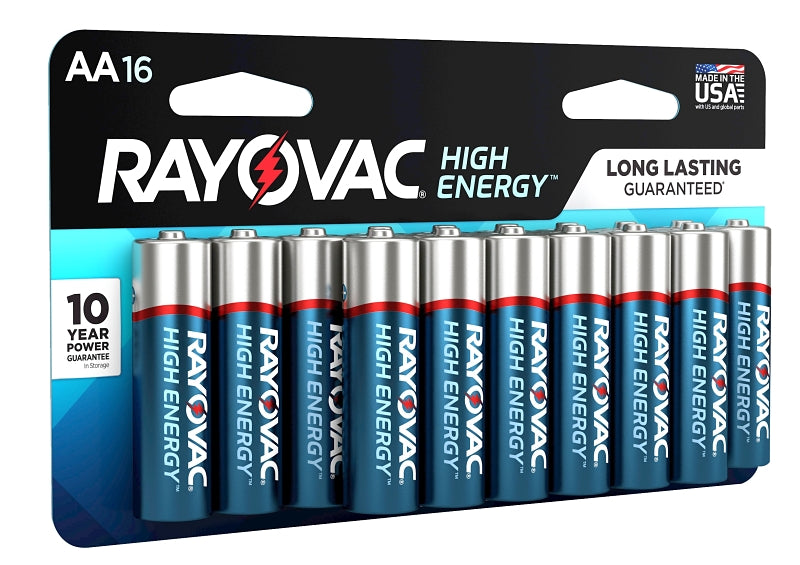 Rayovac 815-16LTK Battery, 1.5 V Battery, 3000 mAh, AA Battery, Alkaline