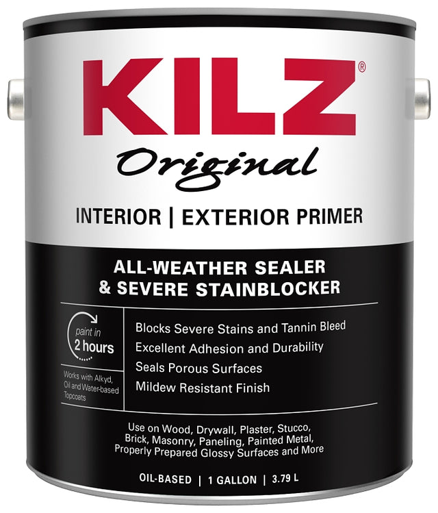 Kilz 10991 Primer, 300 to 400 sq-ft/gal Coverage Area, White, 85 to 95 ku Viscosity, Pack of 4