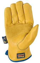 Wells Lamont 1168XL Work Gloves, Men's, L, 10 to 10-1/2 in L, Keystone Thumb, Slip-On Cuff, Cowhide Leather, Gold/Yellow