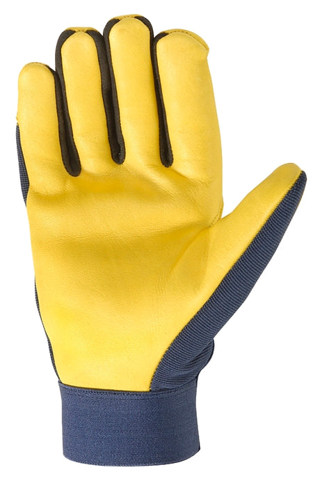 Wells Lamont 3207-2XL Work Gloves, Men's, 2XL, Spandex Back, Blue/Gold/Yellow