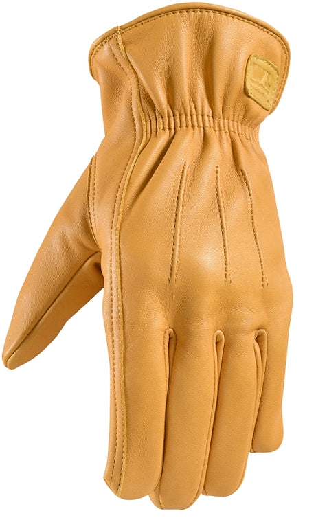 Wells Lamont ComfortHyde 984-XL Slip-On Work Gloves, Men's, XL, 10 to 10-1/2 in L, Deer Skin Leather, Gold/Yellow