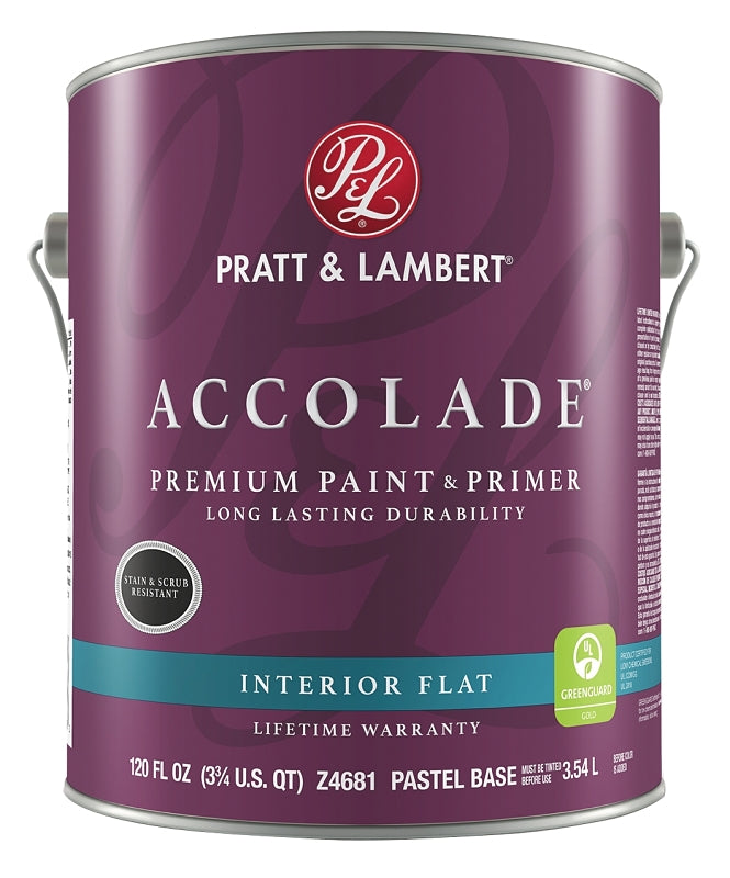 Pratt & Lambert Accolade 0000Z4681-16 Interior Paint, Flat Sheen, Pastel, 120 oz, 400 sq-ft Coverage Area Pack of 4