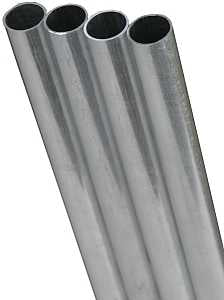 K & S 87115 Decorative Metal Tube, Round, 12 in L, 1/4 in Dia, 22 ga Wall, Stainless Steel, Polished