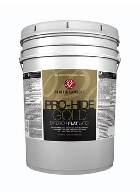 Pratt & Lambert Pro-Hide Gold Z8400 0000Z8400-20 Exterior Paint, Flat, Super One-Coat White, 5 gal