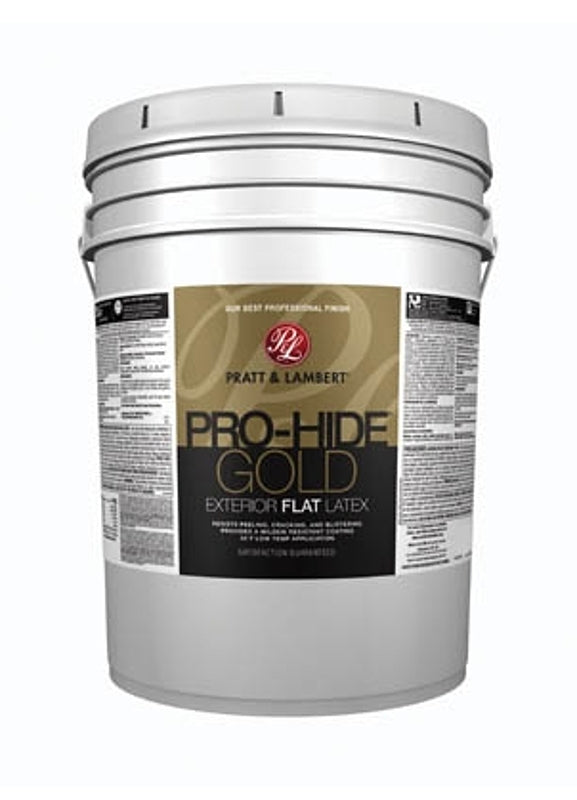 Pratt & Lambert Pro-Hide Gold Z8400 0000Z8400-20 Exterior Paint, Flat, Super One-Coat White, 5 gal