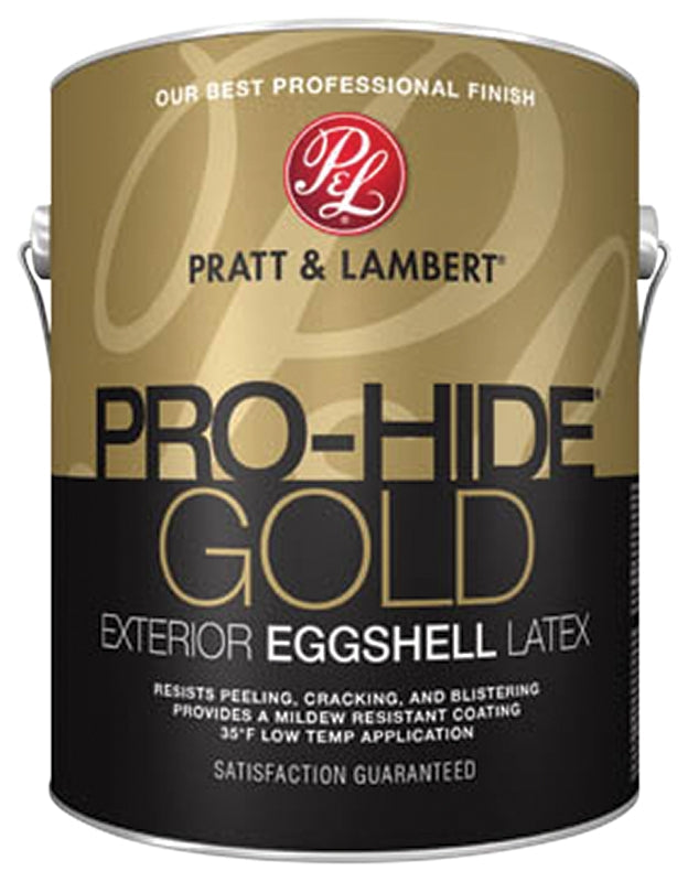 Pratt & Lambert Pro-Hide Gold Z8500 0000Z8591-16 Exterior Paint, Eggshell, Base 1/White, 1 gal Pack of 4