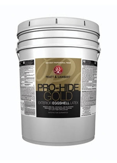 Pratt & Lambert Pro-Hide Gold Z8500 0000Z8591-20 Exterior Paint, Eggshell, Base 1/White, 5 gal