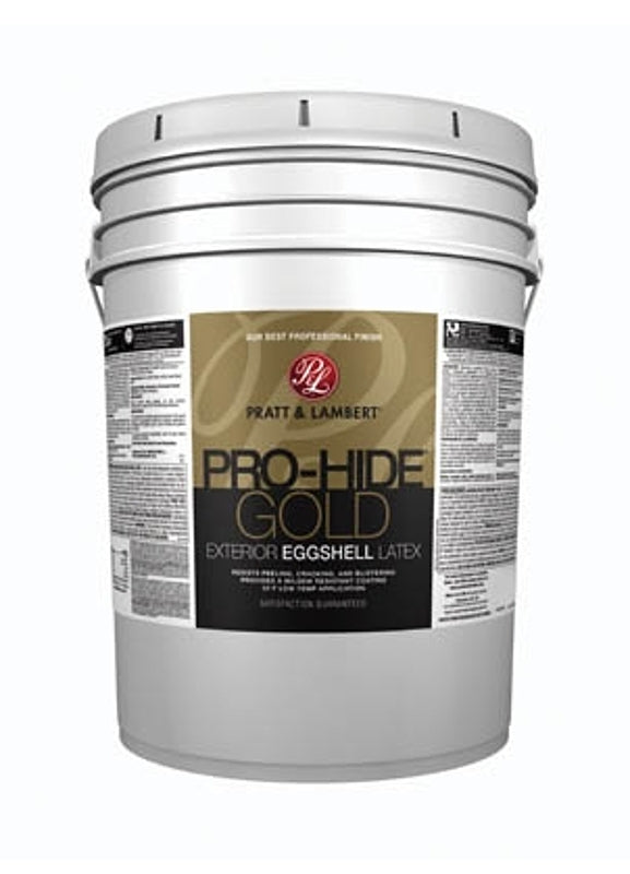 Pratt & Lambert Pro-Hide Gold Z8500 0000Z8591-20 Exterior Paint, Eggshell, Base 1/White, 5 gal