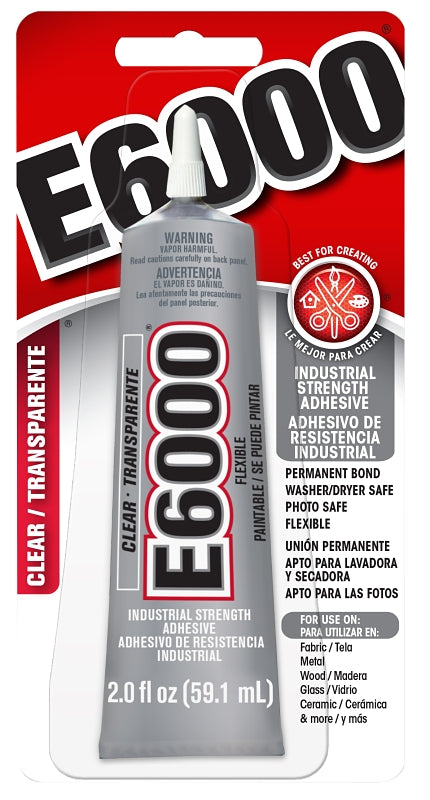 E6000 237032 Craft Adhesive, 2 oz, Tube, Clear, Pack of 6