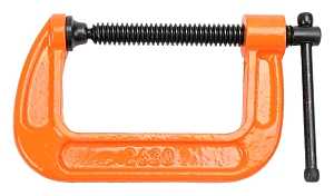 Pony 2630 Classic C-Clamp, 800 lb Clamping, 3 in Max Opening Size, 2 in D Throat, Ductile Iron Body, Orange Body