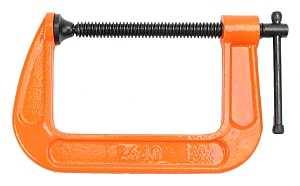 Pony 2640 Classic C-Clamp, 800 lb Clamping, 4 in Max Opening Size, 3 in D Throat, Ductile Iron Body, Orange Body