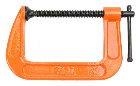 Pony 2640 Classic C-Clamp, 800 lb Clamping, 4 in Max Opening Size, 3 in D Throat, Ductile Iron Body, Orange Body