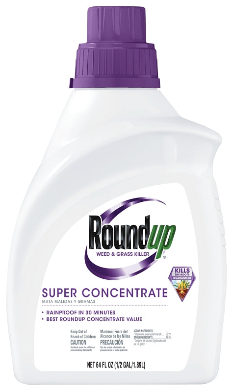 Roundup 5008510 Weed and Grass Killer Super Concentrate, Liquid, Spray Application, 1/2 gal Bottle