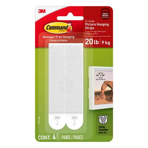 3M Command White Picture Hanging Strips 20 lb 4 pair, Pack of 6