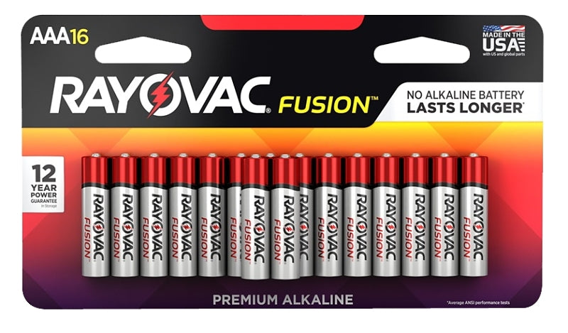 Rayovac FUSION 824-16LTFUSK Battery, AAA Battery, Alkaline