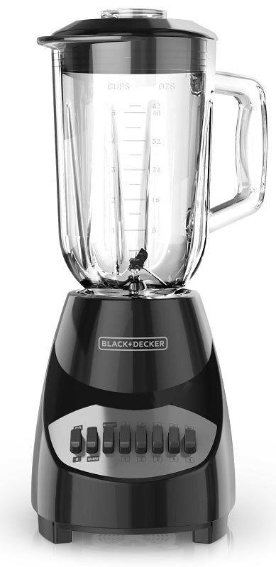 Black+Decker BL2010BG Countertop Blender, 40 oz Bowl, 550 W, 10-Speed, Plastic, Black, Glass Bowl