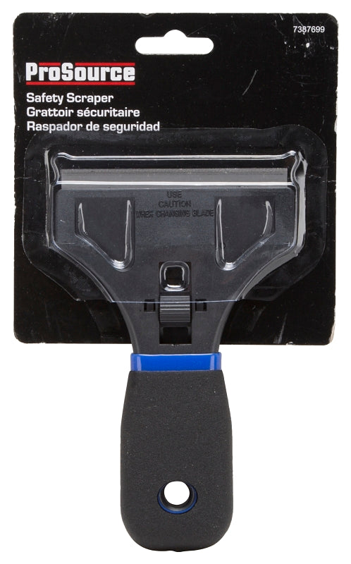 ProSource 14082-5 Safety Scraper, 3-1/2 in W Blade, Full Tang Blade, HCS Blade, Plastic Handle, Soft Grip Handle