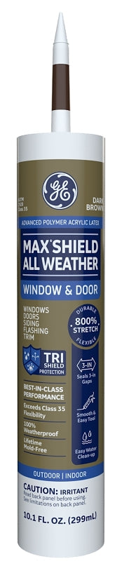 GE Max Shield MAWD410BZ Sealant, Dark Bronze, 24 hr Curing, 40 to 100 deg F, 10.1 oz Cartridge Pack of 12